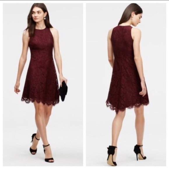 Ann Taylor Dresses & Skirts - Ann Taylor Burgundy Lace Dress 10